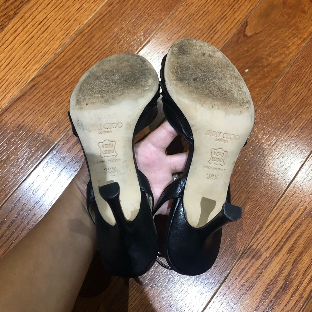 Jimmy Choo Black Leather Slingback Sandals 36.5 - Picture 5 of 5